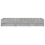 Concrete gray engineered wood bed with drawers 90x200 cm by , Beds and slatted bases - Ref: Foro24-3207297, Price: 132,70 €, ...