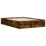 Smoked oak engineered wood bed with drawers 135x190 cm by , Beds and slatted bases - Ref: Foro24-3207312, Price: 178,74 €, Di...