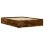 Smoked oak engineered wood bed with drawers 135x190 cm by , Beds and slatted bases - Ref: Foro24-3207312, Price: 178,74 €, Di...