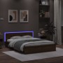 Oak brown headboard bed frame and LED lights 160x200 cm by , Beds and slatted bases - Ref: Foro24-3207601, Price: 202,87 €, D...