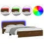 Estructura de cama cabecero y luces LED marrón roble 160x200 cm de , Camas y somieres - Ref: Foro24-3207601, Precio: 199,54 €...