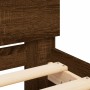 Oak brown headboard bed frame and LED lights 160x200 cm by , Beds and slatted bases - Ref: Foro24-3207601, Price: 202,87 €, D...