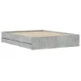 Concrete gray engineered wood bed with drawers 140x200 cm by , Beds and slatted bases - Ref: Foro24-3207276, Price: 196,75 €,...