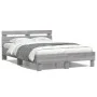 Sonoma-graues Bettgestell mit Kopfteil und LED-Leuchten, 120 x 190 cm von , Betten und Lattenroste - Ref: Foro24-3207579, Pre...