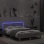 Sonoma gray headboard bed frame and LED lights 135x190 cm by , Beds and slatted bases - Ref: Foro24-3207572, Price: 151,54 €,...