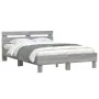 Sonoma gray headboard bed frame and LED lights 135x190 cm by , Beds and slatted bases - Ref: Foro24-3207572, Price: 151,54 €,...