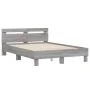 Sonoma gray headboard bed frame and LED lights 135x190 cm by , Beds and slatted bases - Ref: Foro24-3207572, Price: 151,54 €,...