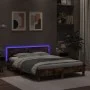 Bettgestell aus geräucherter Eiche mit Kopfteil und LED-Leuchten, 140 x 190 cm von , Betten und Lattenroste - Ref: Foro24-320...