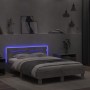 Estructura de cama cabecero y luces LED gris hormigón 135x190cm de , Camas y somieres - Ref: Foro24-3207570, Precio: 161,73 €