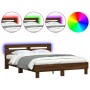 Bettgestell mit Kopfteil in Eichenbraun und LED-Leuchten, 140 x 190 cm von , Betten und Lattenroste - Ref: Foro24-3207566, Pr...