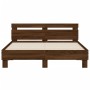 Bettgestell mit Kopfteil in Eichenbraun und LED-Leuchten, 140 x 190 cm von , Betten und Lattenroste - Ref: Foro24-3207566, Pr...