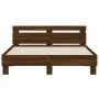 Oak brown headboard bed frame and LED lights 140x190 cm by , Beds and slatted bases - Ref: Foro24-3207566, Price: 165,42 €, D...