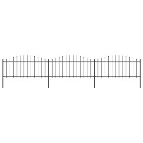 Valla de jardín con puntas de lanza acero negro (0,5-0,75)x5,1m