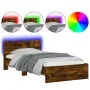 Estructura de cama cabecero luces LED roble ahumado 100x200 cm de , Camas y somieres - Ref: Foro24-838803, Precio: 119,92 €, ...