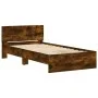 Bed frame headboard LED lights smoked oak 100x200 cm by , Beds and slatted bases - Ref: Foro24-838803, Price: 119,98 €, Disco...