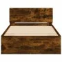 Bed frame headboard LED lights smoked oak 100x200 cm by , Beds and slatted bases - Ref: Foro24-838803, Price: 119,98 €, Disco...