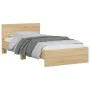 Bed frame headboard LED lights Sonoma oak 100x200 cm by , Beds and slatted bases - Ref: Foro24-838801, Price: 120,56 €, Disco...