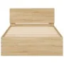 Bed frame headboard LED lights Sonoma oak 100x200 cm by , Beds and slatted bases - Ref: Foro24-838801, Price: 120,56 €, Disco...