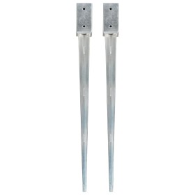 Ground spikes 2 pcs silver galvanized steel 7x7x90 cm by vidaXL, Spikes for anchoring in the ground - Ref: Foro24-145404, Pri...