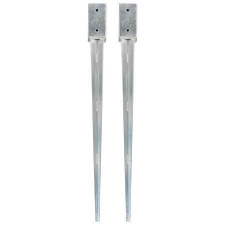 Ground spikes 2 pcs silver galvanized steel 7x7x90 cm by vidaXL, Spikes for anchoring in the ground - Ref: Foro24-145404, Pri...