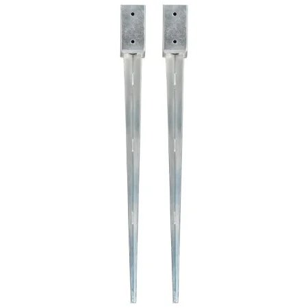 Ground spikes 2 pcs silver galvanized steel 7x7x90 cm by vidaXL, Spikes for anchoring in the ground - Ref: Foro24-145404, Pri...