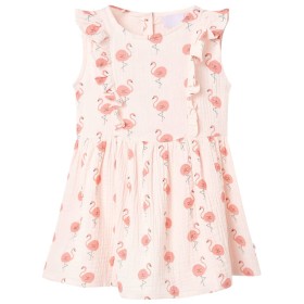 Vestido infantil con volantes rosa suave 116