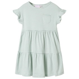 Vestido infantil de mangas con volantes verde menta 128