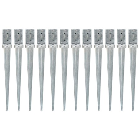 Erdspieße 12 Stück Stahl verzinkt silber 8x8x76 cm von vidaXL, Spikes zur Verankerung im Boden - Ref: Foro24-145409, Preis: 1...
