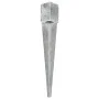 Ground spikes 2 pcs silver galvanized steel 10x10x76 cm by vidaXL, Spikes for anchoring in the ground - Ref: Foro24-145419, P...