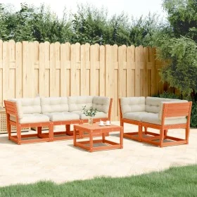 5-piece garden sofa set with wax-brown pine wood cushions by , Garden sets - Ref: Foro24-3217002, Price: 631,26 €, Discount: %