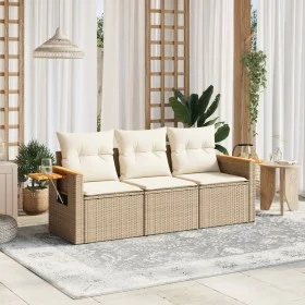 Garden sofa set with beige cushions 3 pieces PE rattan by , Garden sets - Ref: Foro24-3258999, Price: 253,29 €, Discount: %