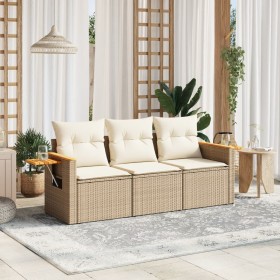 Juego de sofás de jardín con cojines beige 3 pzas ratán PE de , Conjuntos de jardín - Ref: Foro24-3258999, Precio: 260,40 €, ...