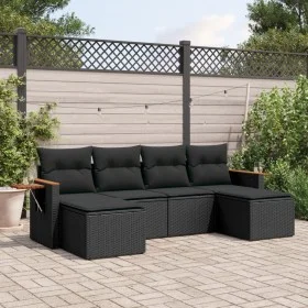 6-teiliges Gartensofa-Set und schwarze synthetische Rattankissen von , Gartensets - Ref: Foro24-3259458, Preis: 404,55 €, Rab...