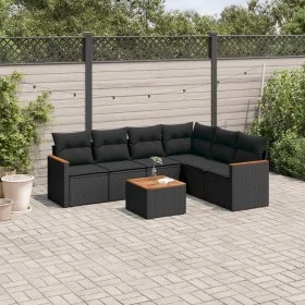 7-piece garden dining set and black synthetic rattan cushions by , Garden sets - Ref: Foro24-3258408, Price: 445,73 €, Discou...