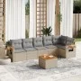 7-teiliges Gartensofa-Set und beigefarbene synthetische Rattankissen von , Gartensets - Ref: Foro24-3259238, Preis: 459,04 €,...