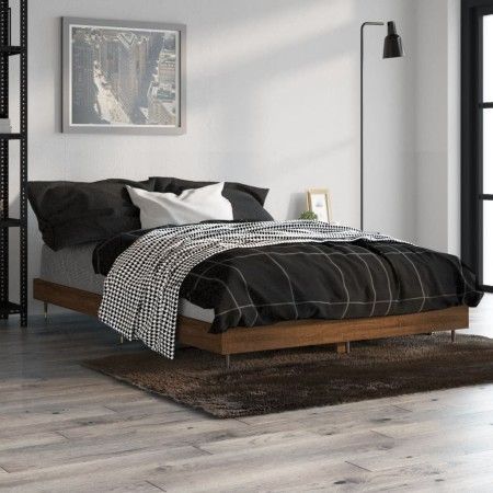 Estructura de cama madera contrachapada marrón roble 120x190 cm de vidaXL, Camas y somieres - Ref: Foro24-832196, Precio: 99,...