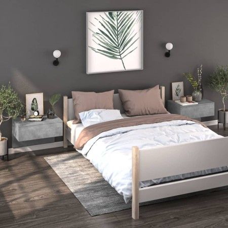2 Wand-Nachttische in Betongrau von vidaXL, Nachttische - Ref: Foro24-810944, Preis: 74,27 €, Rabatt: %
