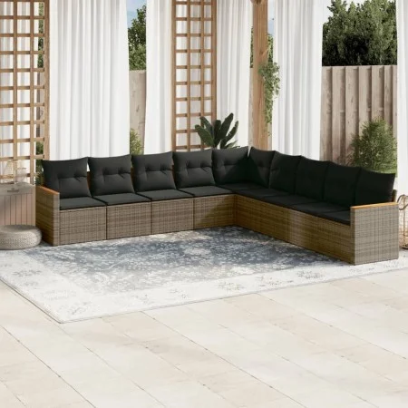 9-teiliges Gartenmöbel-Set und graue synthetische Rattankissen von , Gartensets - Ref: Foro24-3258462, Preis: 535,45 €, Rabat...