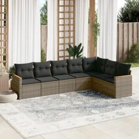 7-piece garden sofa set with gray PE rattan cushions by , Garden sets - Ref: Foro24-3258434, Price: 424,84 €, Discount: %