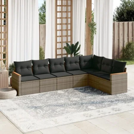 7-piece garden sofa set with gray PE rattan cushions by , Garden sets - Ref: Foro24-3258434, Price: 424,84 €, Discount: %