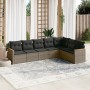 Set de sofás de jardín 7 piezas con cojines ratán PE gris de , Conjuntos de jardín - Ref: Foro24-3258434, Precio: 437,45 €, D...