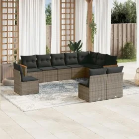 10-piece garden sofa set with gray synthetic rattan cushions by , Garden sets - Ref: Foro24-3258476, Price: 584,07 €, Discoun...