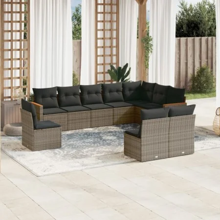 10-teilige Gartensofagarnitur mit grauen synthetischen Rattankissen von , Gartensets - Ref: Foro24-3258476, Preis: 584,07 €, ...