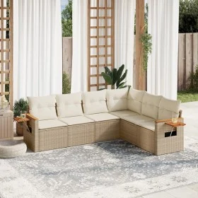 Gartensofa-Set mit Kissen, 6-teilig, beiges synthetisches Rattan von , Gartensets - Ref: Foro24-3259244, Preis: 446,31 €, Rab...