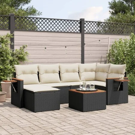 7-piece garden dining set and black synthetic rattan cushions by , Garden sets - Ref: Foro24-3259424, Price: 421,61 €, Discou...