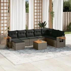 9-teiliges Gartenmöbel-Set und graue synthetische Rattankissen von , Gartensets - Ref: Foro24-3259498, Preis: 540,01 €, Rabat...
