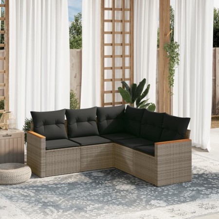 Juego de sofás jardín con cojines 5 pzas ratán sintético gris de , Conjuntos de jardín - Ref: Foro24-3258364, Precio: 324,40 ...