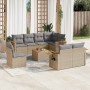 9-piece garden sofa set with beige synthetic rattan cushions by , Garden sets - Ref: Foro24-3259413, Price: 625,00 €, Discoun...