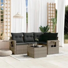 Garden sofa set with cushions 5 pieces gray synthetic rattan by , Garden sets - Ref: Foro24-3252457, Price: 338,50 €, Discoun...