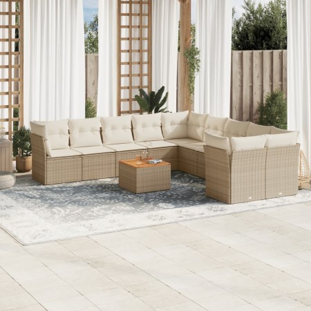 11-teiliges Gartensofa-Set mit beigen synthetischen Rattankissen von , Gartensets - Ref: Foro24-3223853, Preis: 676,14 €, Rab...